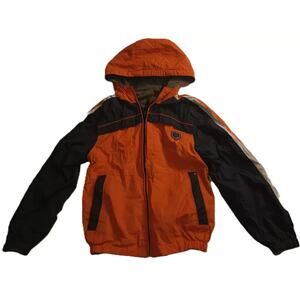 Protection System Boys Windbreaker Hooded Reversible Jacket Gray/Orange 7-8 B002
